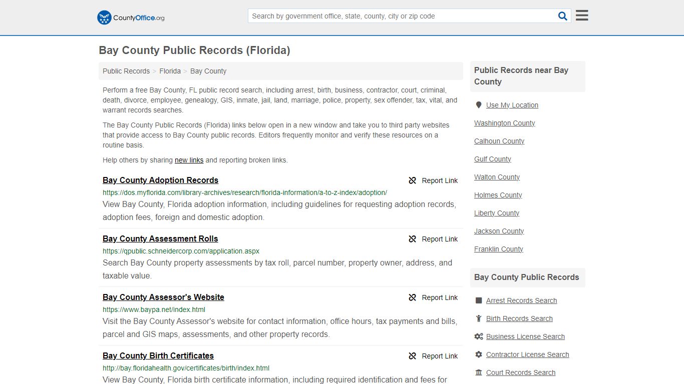 Public Records - Bay County, FL (Business, Criminal, GIS, Property ...