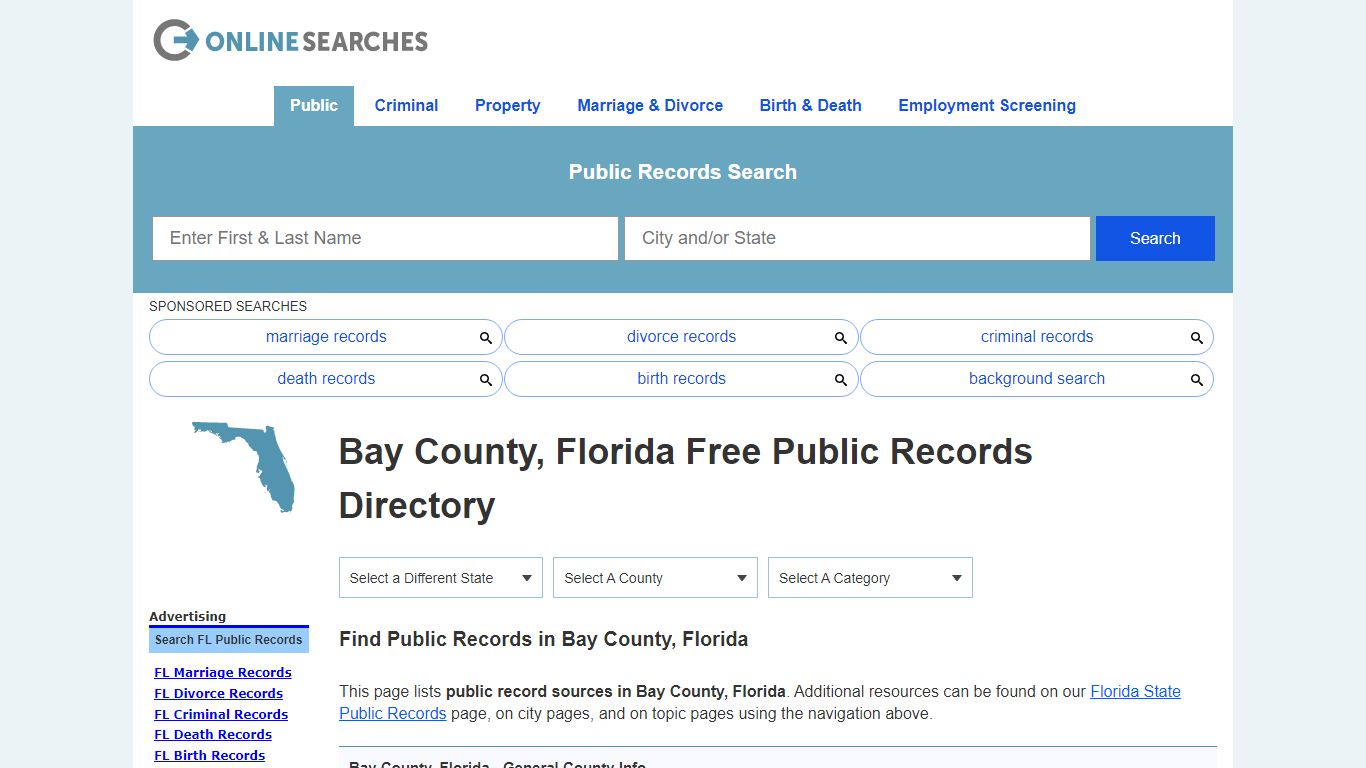 Bay County, Florida Public Records Directory - OnlineSearches.com